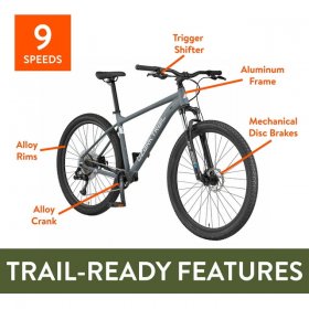 Ozark Trail 29" Ridge Mountain Bike, Large Frame, Gray, Adult, Unisex