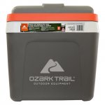 Ozark Trail Highline 12V Iceless 30 Cans 24 L/26qt Electric Cooler, Portable Travel Thermoelectric Car Cooler, Grey