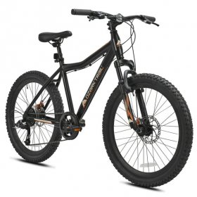 Ozark Trail 24 in.Youth Glide Aluminum Mountain Bicycle,8 Speeds,Front Suspension,Black