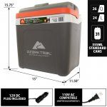 Ozark Trail Highline 12V Iceless 30 Cans 24 L/26qt Electric Cooler, Portable Travel Thermoelectric Car Cooler, Grey