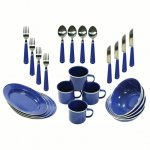 Ozark Trail 24 Piece Dinnerware Enamel Set-Blue