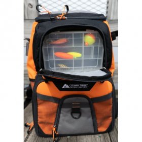 Ozark Trail Elite Durable Fishing Tackle Backpack with 360 & 350 Boxes,Orange and Black