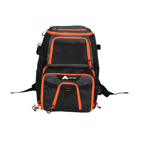 Ozark Trail Elite Fishing Tackle Backpack with Bait Cooler,Black